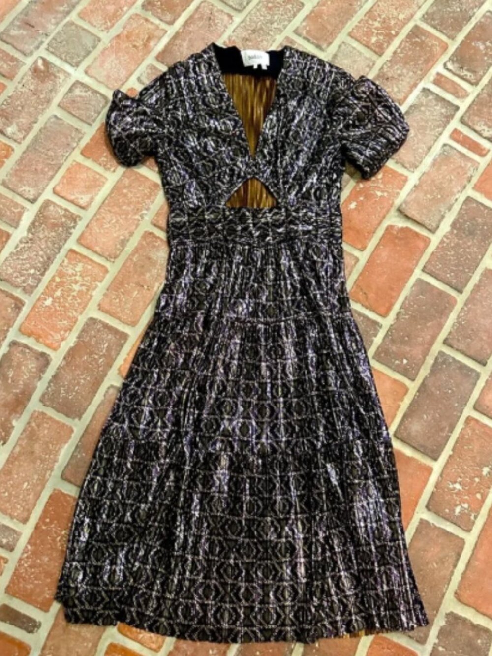 Anthropologie ba&sh Posy Dress Shimmer Metallic Purple and Gold Size L